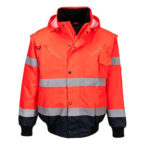 Portwest Hi-Vis Contrast Bomber Jacket - Red/Navy