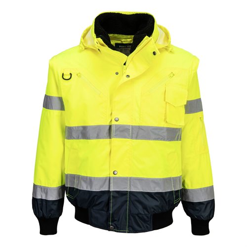 Portwest Hi-Vis Contrast Bomber Jacket - Yellow/Navy
