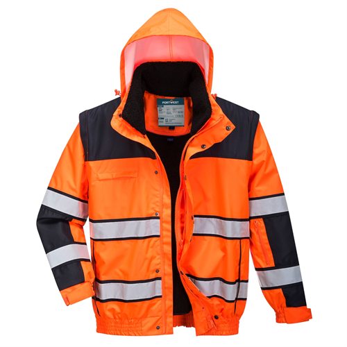 Portwest Hi-Vis Classic Bomber Jacket - Orange/Black