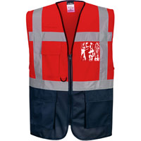 Portwest Warsaw Hi-Vis Contrast Executive Vest - Red/Navy