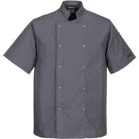 Portwest Cumbria Chefs Jacket S/S - Slate Grey