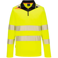 Portwest DX4 Hi-Vis Zip Polo Shirt L/S  - Yellow/Black