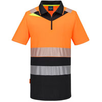 Portwest DX4 Hi-Vis Zip Class 1 Polo Shirt S/S  - Orange/Black