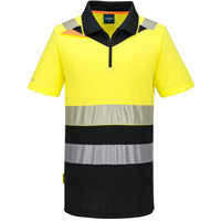 Portwest DX4 Hi-Vis Zip Class 1 Polo Shirt S/S  - Yellow/Black