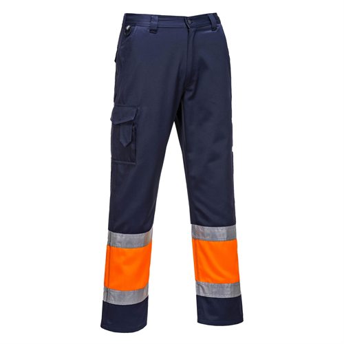 Portwest Hi-Vis Two Tone Combat Trouser - Orange/Navy