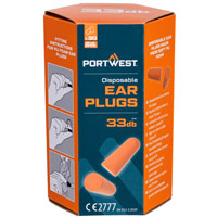 Portwest PU Foam Ear Plugs (30 Pairs) - Orange