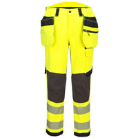 Portwest EV4 Hi-Vis Stretch Detachable Holster Class 2 Trousers - Yellow/Black