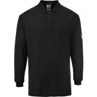 Portwest Flame Resistant Anti-Static Long Sleeve Polo Shirt - Black