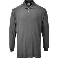 Portwest Flame Resistant Anti-Static Long Sleeve Polo Shirt - Grey