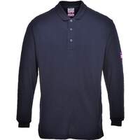 Portwest Flame Resistant Anti-Static Long Sleeve Polo Shirt - Navy