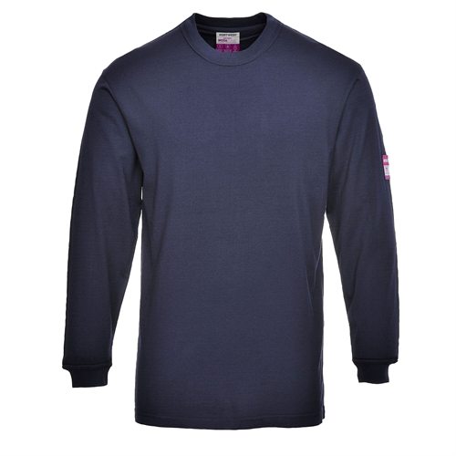 Portwest Flame Resistant Anti-Static Long Sleeve T-Shirt - Navy