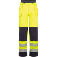 Portwest Bizflame Work Hi-Vis Contrast FR Holster Trousers - Yellow/Navy