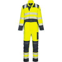 Portwest PW3 Modaflame Work Hi-Vis Multi-Norm FR Coverall - Yellow/Navy