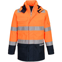 Portwest Bizflame Rain+ Hi-Vis Multi-Norm Contrast FR Jacket - Orange/Navy
