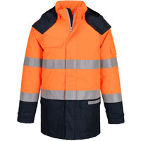 Portwest Bizflame Rain+ Hi-Vis Multi-Norm Contrast FR Winter Jacket - Orange/Navy