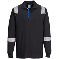 Portwest WX3 Flame Resistant Long Sleeve Polo - Black