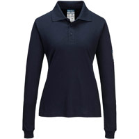 Portwest Modaflame Knit FR Women's Long Sleeve Polo Shirt - Navy
