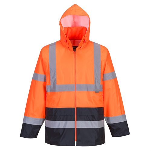Portwest Hi-Vis Classic Contrast Rain Jacket - Orange/Navy