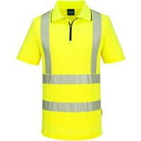 Portwest KX3 Sport Hi-Vis Zip Polo Shirt S/S - Yellow