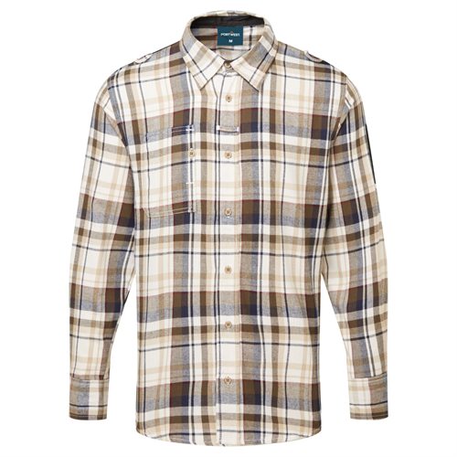 Portwest KX3 Check Work Shirt - Brown Check
