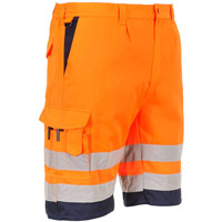 Portwest Hi-Vis Lightweight Polycotton Shorts - Orange/Navy