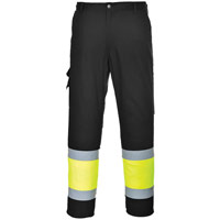Portwest Hi-Vis Lightweight Contrast Class 1 Service Trousers - Yellow/Black