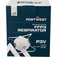 Portwest Moulded FFP3 Valved Respirator (Pk10) - White