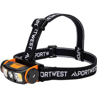 Portwest LED motion sensor USB head light - Black/Orange -