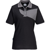 Portwest PW2 Cotton Comfort Women's Polo Shirt S/S - Black/Zoom Grey
