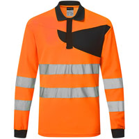Portwest PW2 Hi-Vis Polo Shirt L/S - Orange/Black