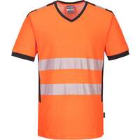 Portwest PW3 Hi-Vis V-Neck T-Shirt - Orange/Black