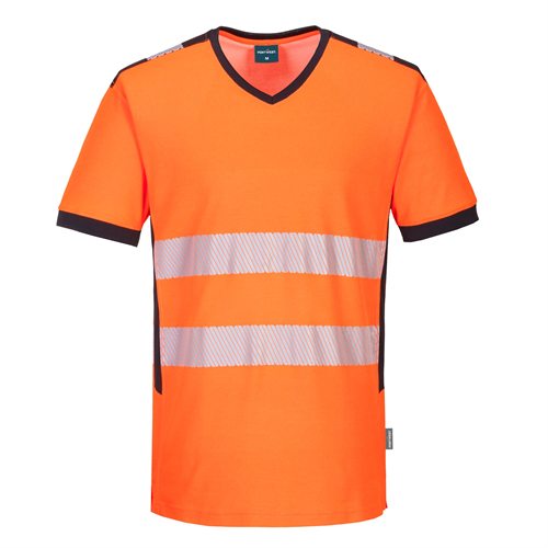 Portwest PW3 Hi-Vis V-Neck T-Shirt - Orange/Black