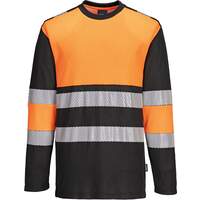 Portwest PW3 Hi-Vis Cotton Comfort Class 1 T-Shirt L/S - Orange/Black