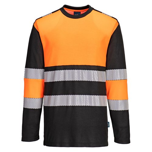 Portwest PW3 Hi-Vis Cotton Comfort Class 1 T-Shirt L/S - Orange/Black