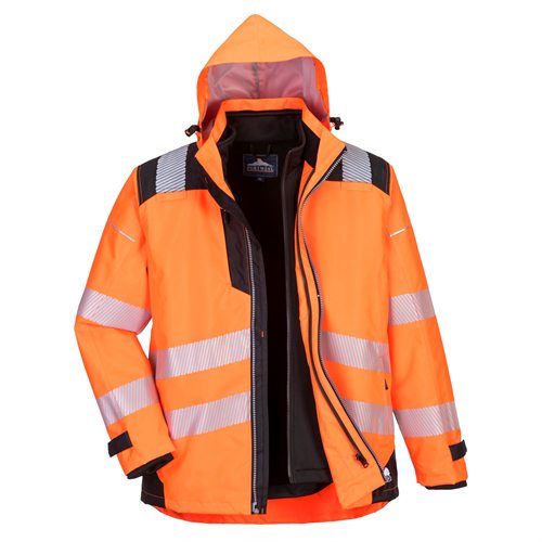 Portwest PW3 Hi-Vis 3-in-1 Jacket - Orange/Black