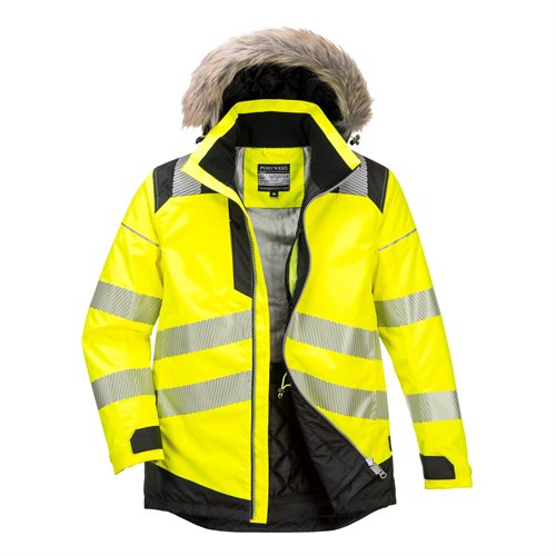 Portwest PW3 Hi-Vis Winter Parka Jacket - Yellow/Black