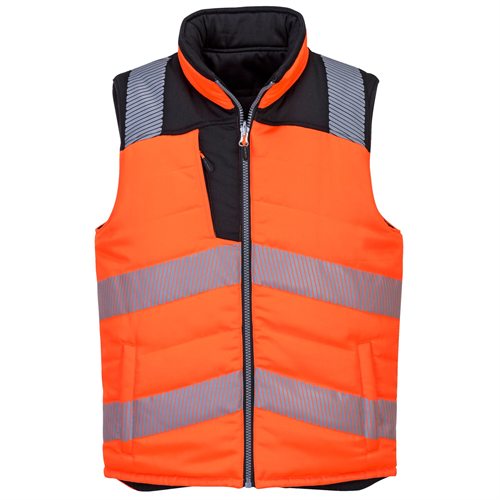 Portwest PW3 Hi-Vis Reversible Bodywarmer - Orange/Black