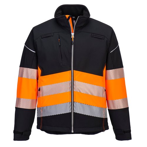 Portwest PW3 Hi-Vis Class 1 Softshell Jacket (3L) - Black/Orange