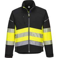 Portwest PW3 Hi-Vis Class 1 Softshell Jacket (3L) - Black/Yellow