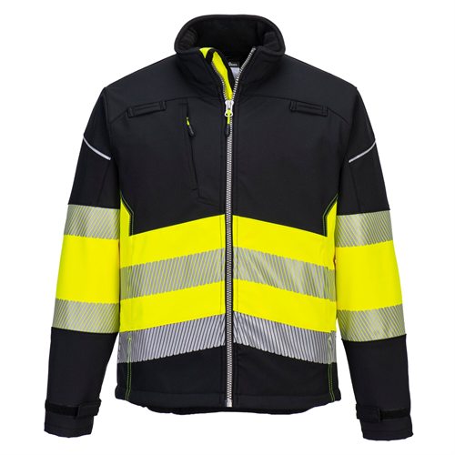 Portwest PW3 Hi-Vis Class 1 Softshell Jacket (3L) - Black/Yellow