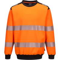 Portwest PW3 Hi-Vis Crew Neck Sweatshirt - Orange/Black