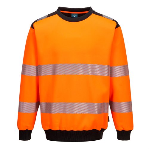 Portwest PW3 Hi-Vis Crew Neck Sweatshirt - Orange/Black