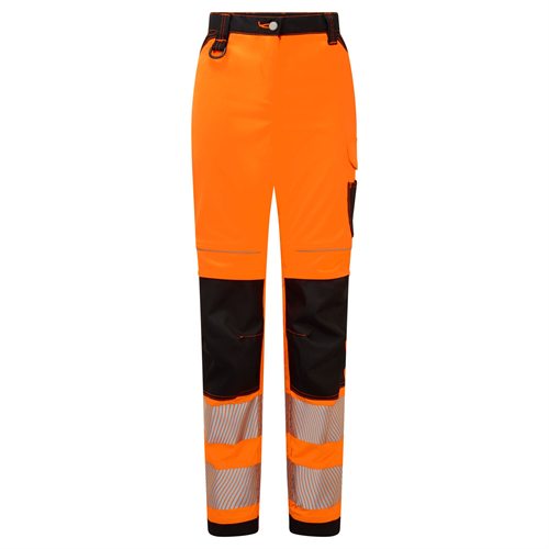Portwest PW3 Hi-Vis Women's Stretch Work Trouser - Orange/Black