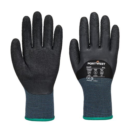 Portwest Cold 13 Latex Crinkle 3/4 Dipped Glove - Black