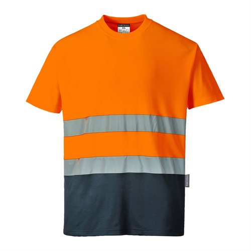 Portwest Two Tone Cotton Comfort T-Shirt - Orange/Navy