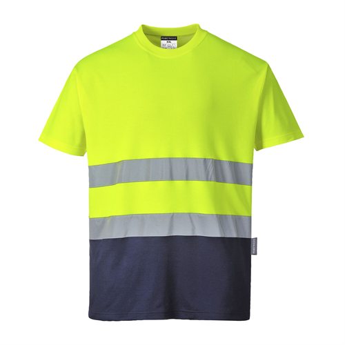 Portwest Two Tone Cotton Comfort T-Shirt - Yellow/Navy