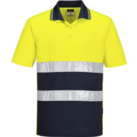 Portwest Hi-Vis Lightweight Contrast Polo Shirt S/S - Yellow/Navy