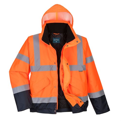Portwest Hi-Vis Two Tone Bomber Jacket - Orange/Navy