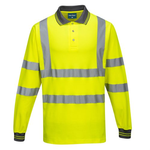 Portwest Long Sleeved Cotton Comfort Polo - Yellow
