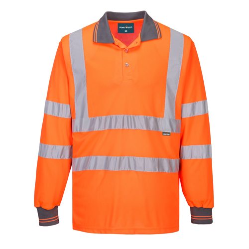 Portwest Hi-Vis Long Sleeved Polo - Orange